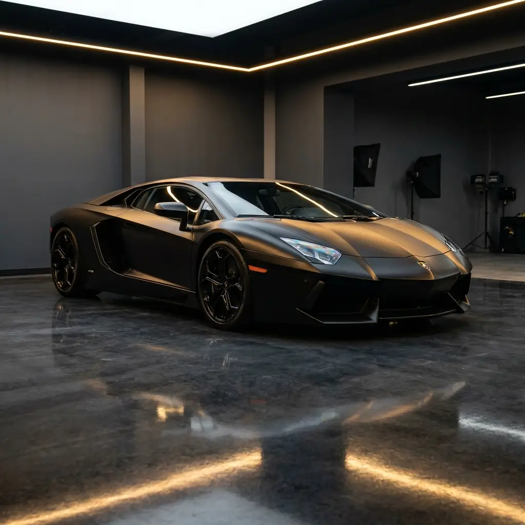 Matte black color PPF on a luxury sports car in Dubai